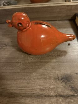 Vintage Bitossi orange rooster piggy bank from Italy