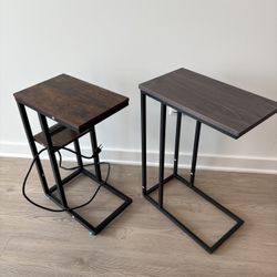 Shaped Side Table with Charging Station, Foldable Coffee End Table, Nightstands
