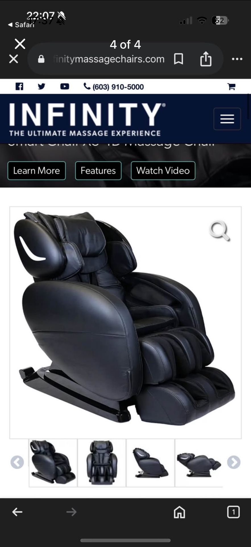 Infinity Smart Chair X3 4D Massage Chair – $3,500 (Like New)