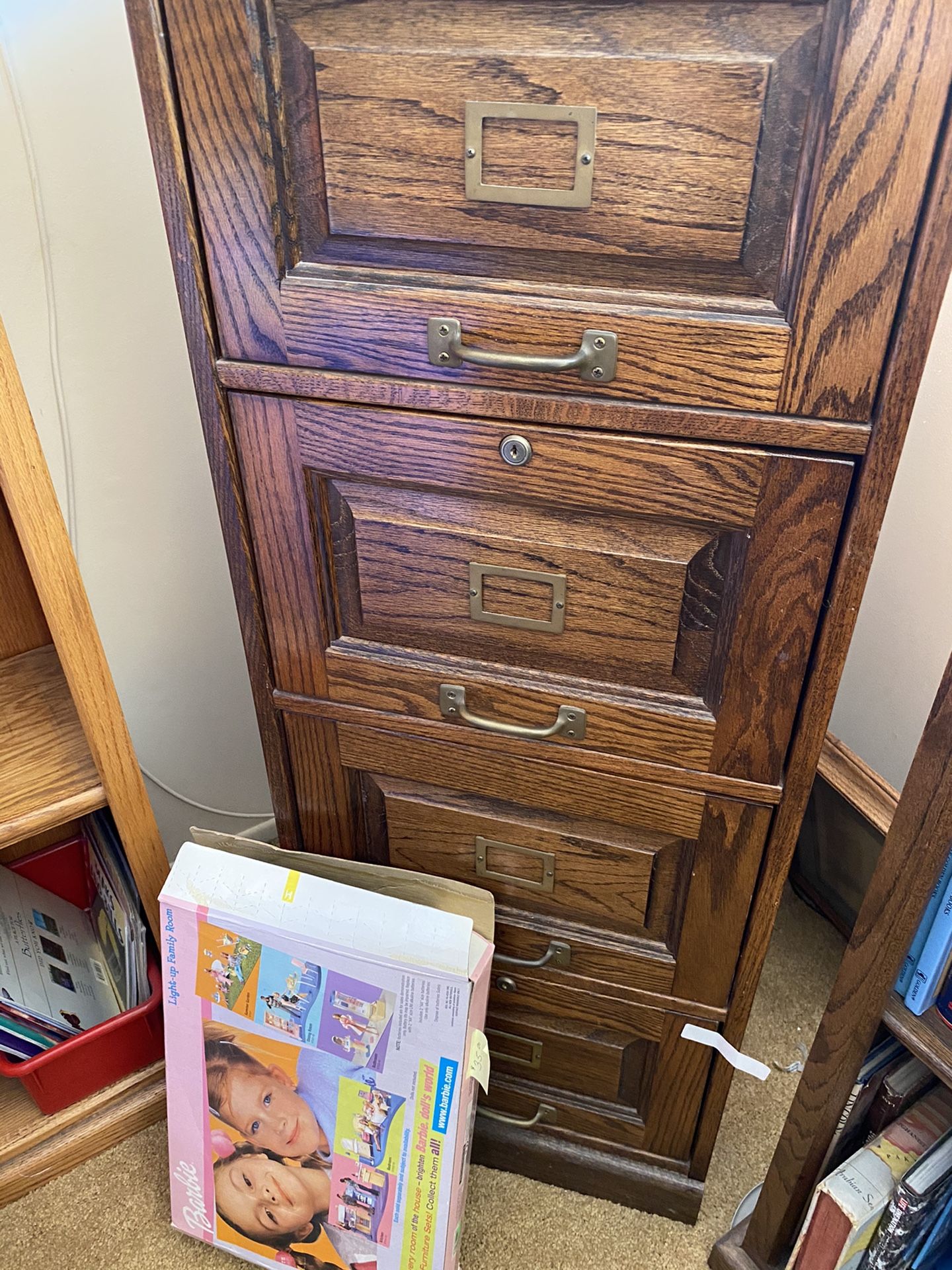 Oak 4 Drawer Filing Cabinet