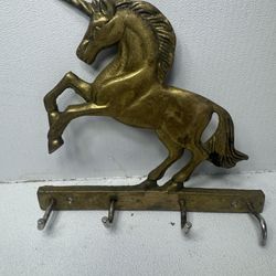 Vintage Brass Unicorn Horse Key Holder 