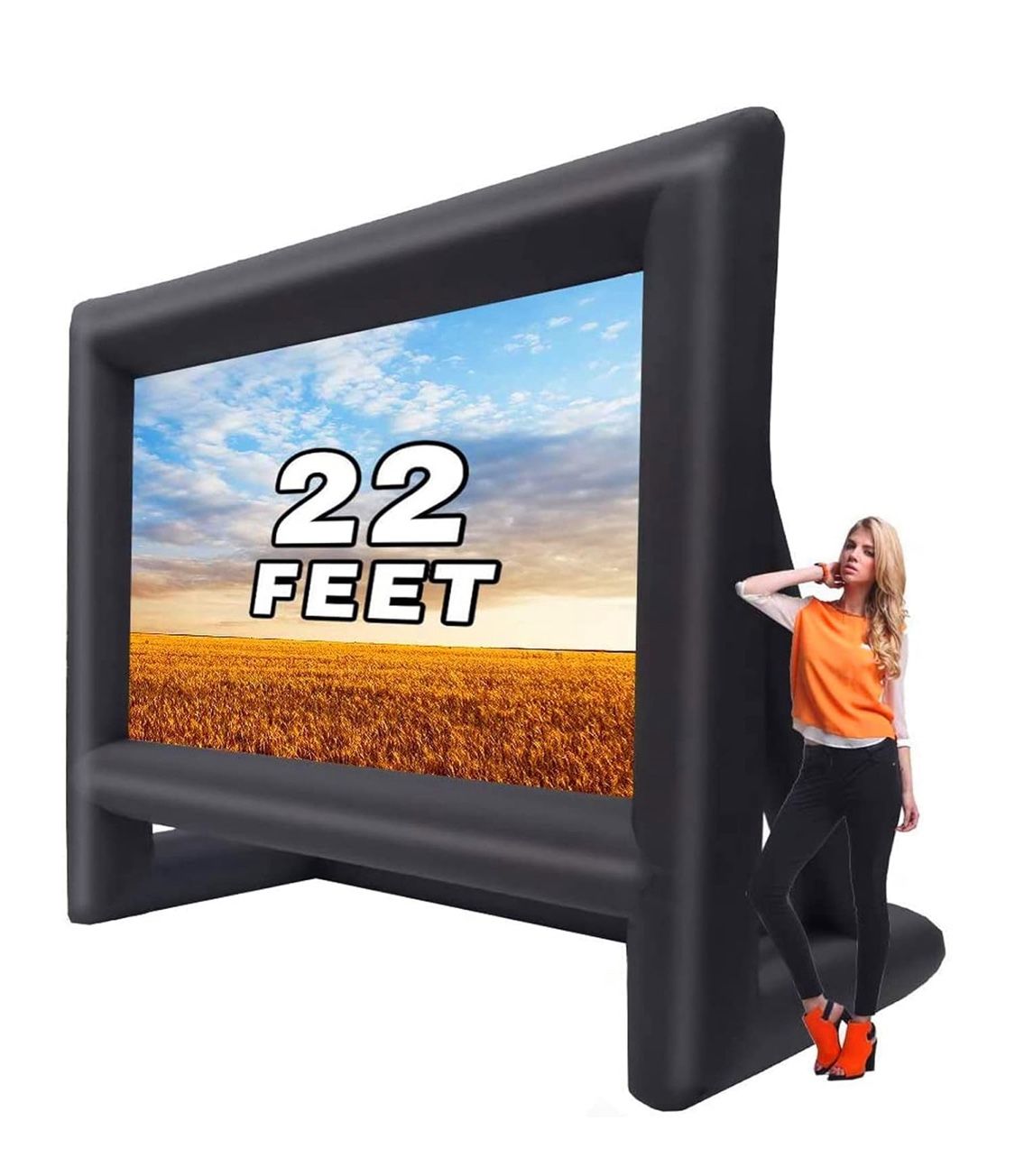 22 feet Projector Screen - Inflatable Outdoor and Indoor Theater Movie Screens - Includes Rope, Blower,Tent Stakes - Great for Outdoor Party Backyard 