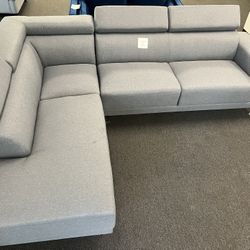 New Grey Fabric Sectional Sofa L Shape