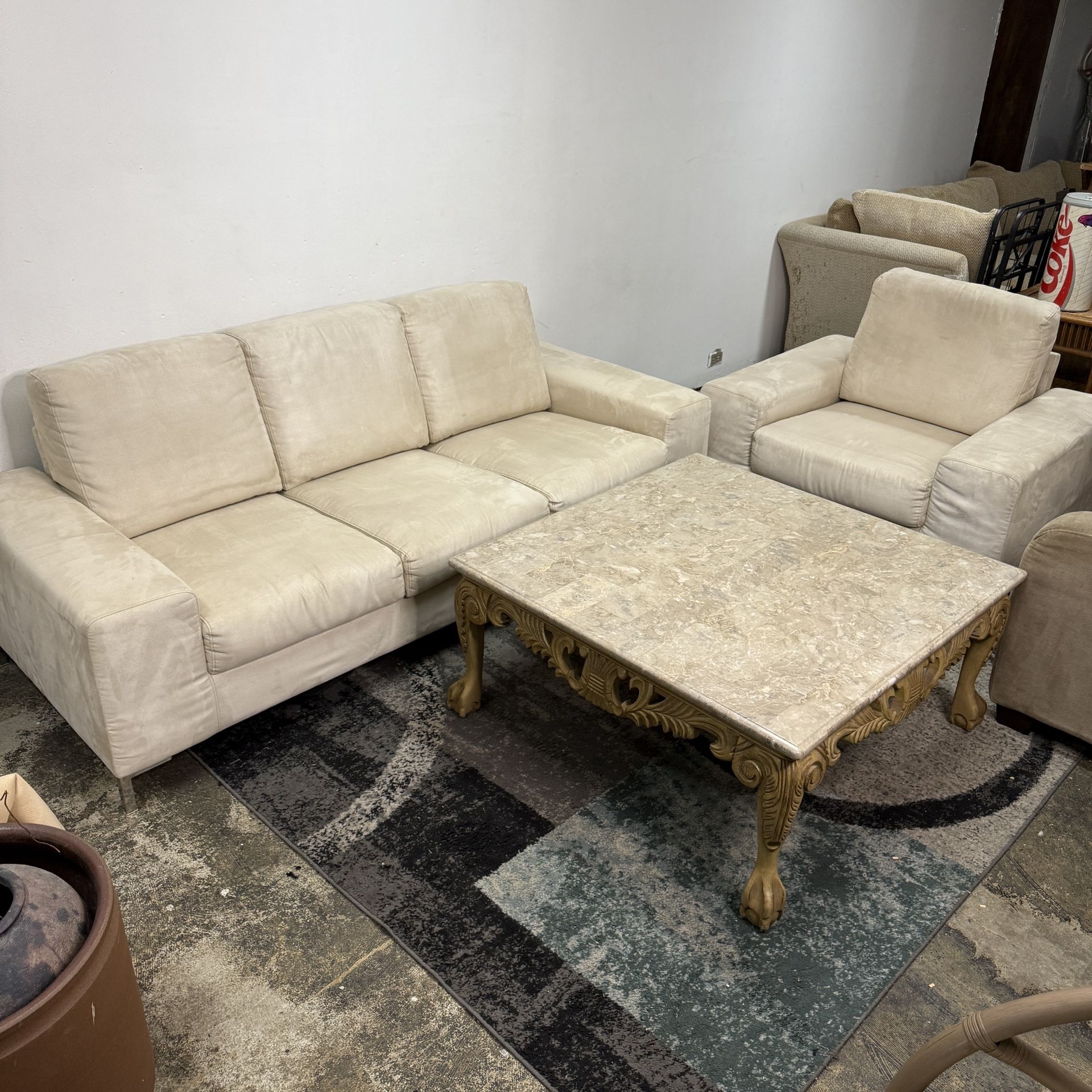 Couch Free Delivery Microfiber Sofa Armchair Coffee Table Set