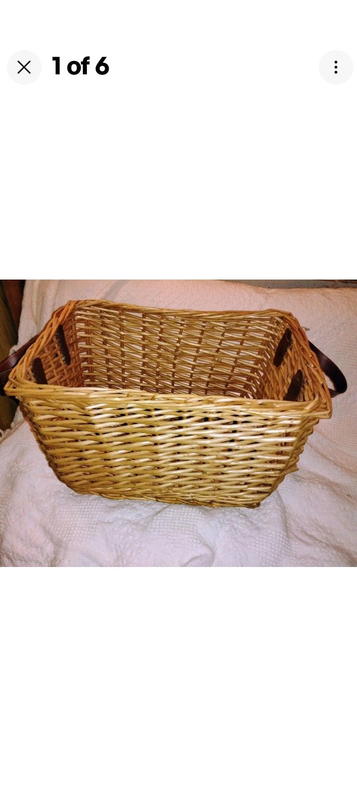 Tall Wicker Laundry Storage Basket Faux Leather Handles Home Deco