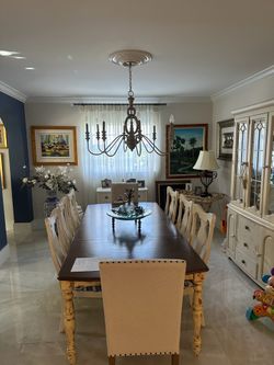 Stanley Furniture Solid Wood 10-Piece Dining Set, Hutch & Server cabinet