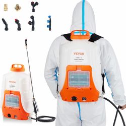 VEVOR Battery Powered Backpack Sprayer, 0-90 PSI Adjustable Pressure, 4 Gallon Tank, Back Pack Sprayer with 8 Nozzles and 2 Wands, 12V 8Ah Battery, Wi