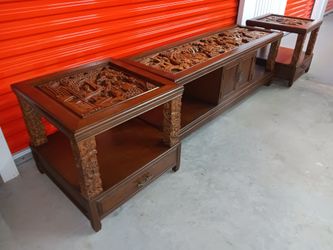 Hand carved Asian living room tables