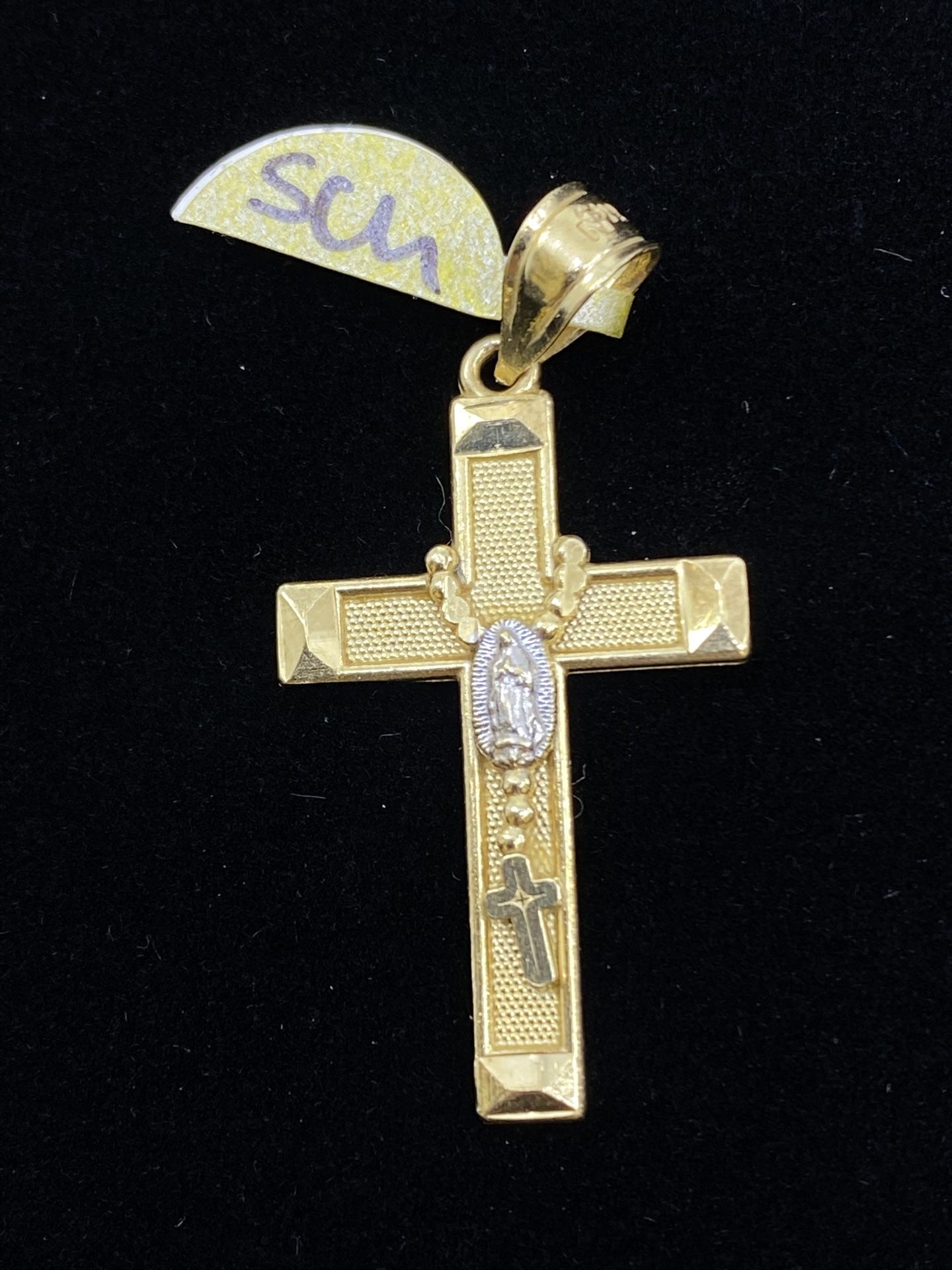 $200 Two Tone Gold Cross Religious Charm Pendant