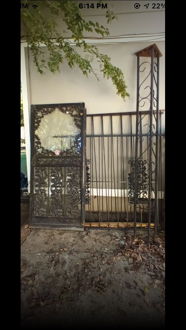 Lots Of Wrought Iron Fence And Iron/glass Door 