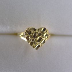 14k Gold Heart Nugget Ring 