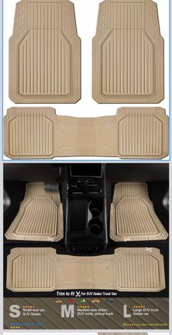 CAR PASS Heavy-Duty Rubber Car Floor Mats – Full Set of Waterproof, Deep-Dish Mats – Universal Fit for SUVs, Trucks, Sedans, and Vans – All-Weather Ma