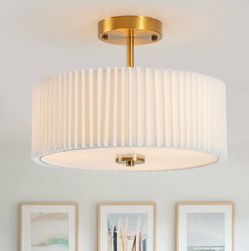 Bargeni Semi Flush Mount Ceiling Light Fixture,12.5 Inch Drum Flush Mount Ceiling Light