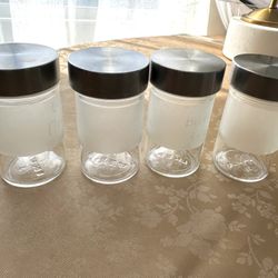 4 IKEA Dropper Frosted Glass Spice Jars With Lid 