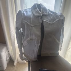Off White Leather Coat Size L