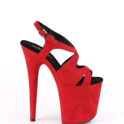 Pleaser Flamingo Platform Red Faux Suede Size 7