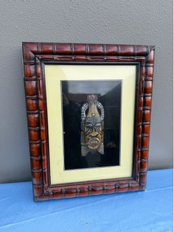 Framed Handmade African Mask Decorative Wall Art Collectible Culture African
