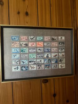 Vintage Framed U.S. Federal Duck Stamps Collection Display Art (21x15)