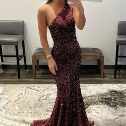 Formal Velvet Sequins Long Dress Party Wedding Gown One Shoulder Elegant Vestido De Fiesta 