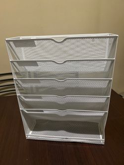 White Mesh 5-Compartment File Organizer