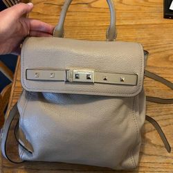 Michael Kors Gray Leather 12” Tall Backpack In Great Condition