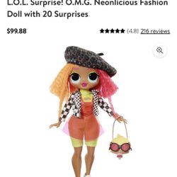 LOL OMG NEONLICIOUS 20 SURPRISES  COLLECTORS DOLL $100