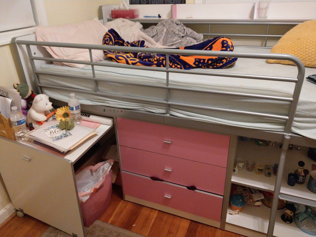 Loft bed with pullout desk