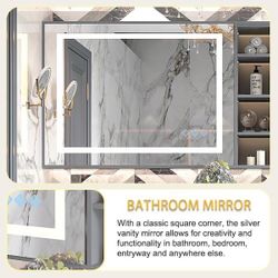 32 in. W x 24 in. H Rectangular Frameless LED Bathroom Mirror Wall Mounted Anti-Fog Bathroom Vanity Mirror in Silver