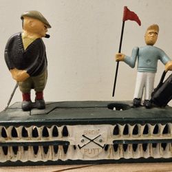 "Birdie Putt" Antique Cast Iron Piggy Bank 