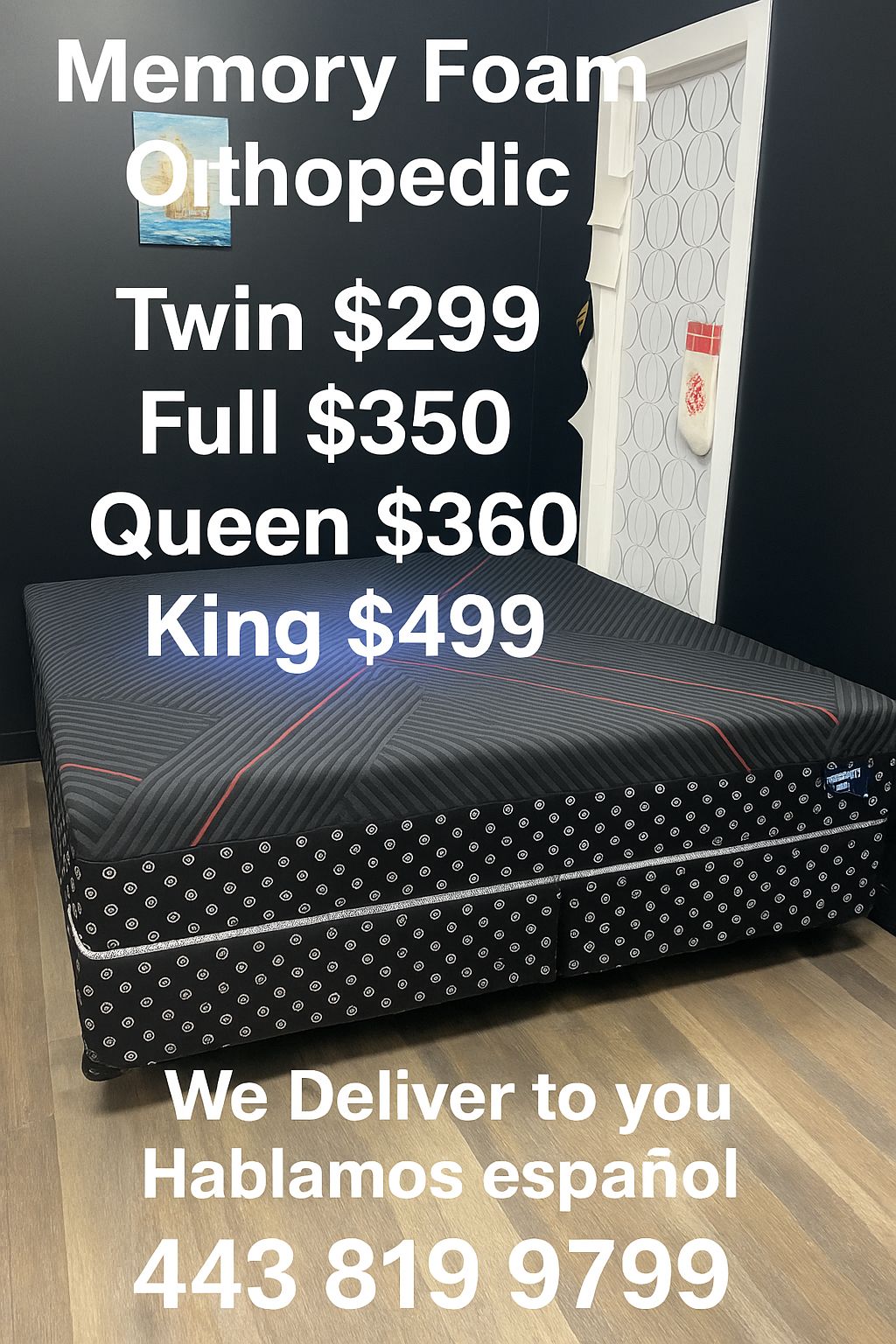 Queen Memory Foam Orthopedic Come With Free Box Spring - Same Day Delivery
