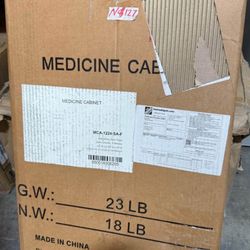 WELLFOR 12 in. W x 24 in. H Sliver Aluminum Recessed/Surface Mount Bathroom Medicine Cabinet with Mirror, 2-Glass Shelves