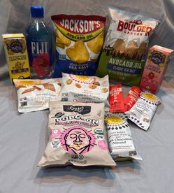 Healthy Snack Assortment - Chips, Bars, Popcorn, Water, Lemonade