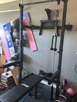 PRX squat rack and bench. No weights or bars.