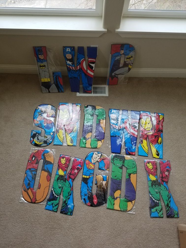 13 bulk lot Superhero letters huge embossed metal signs