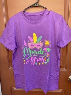 Mardi Gras Purple Shirt and Face Mask M