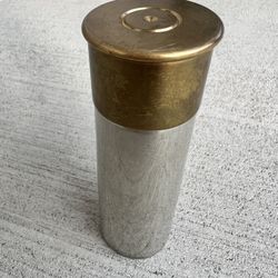 Vintage English Pewter Flask – Bullet Shape – Made in Sheffield, England – Brass & Pewter – 1970s