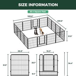 152 FXW Rollick Unleashed Dog Playpen for Indoor, Yard, RV Camping, 32 inch 16 Panels for Small and Medium Dogs, Black│Patented