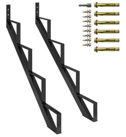 2 Pack Steel Stair Riser, 4 Step Steel Stair Stringer for Deck Height 29.5 inches