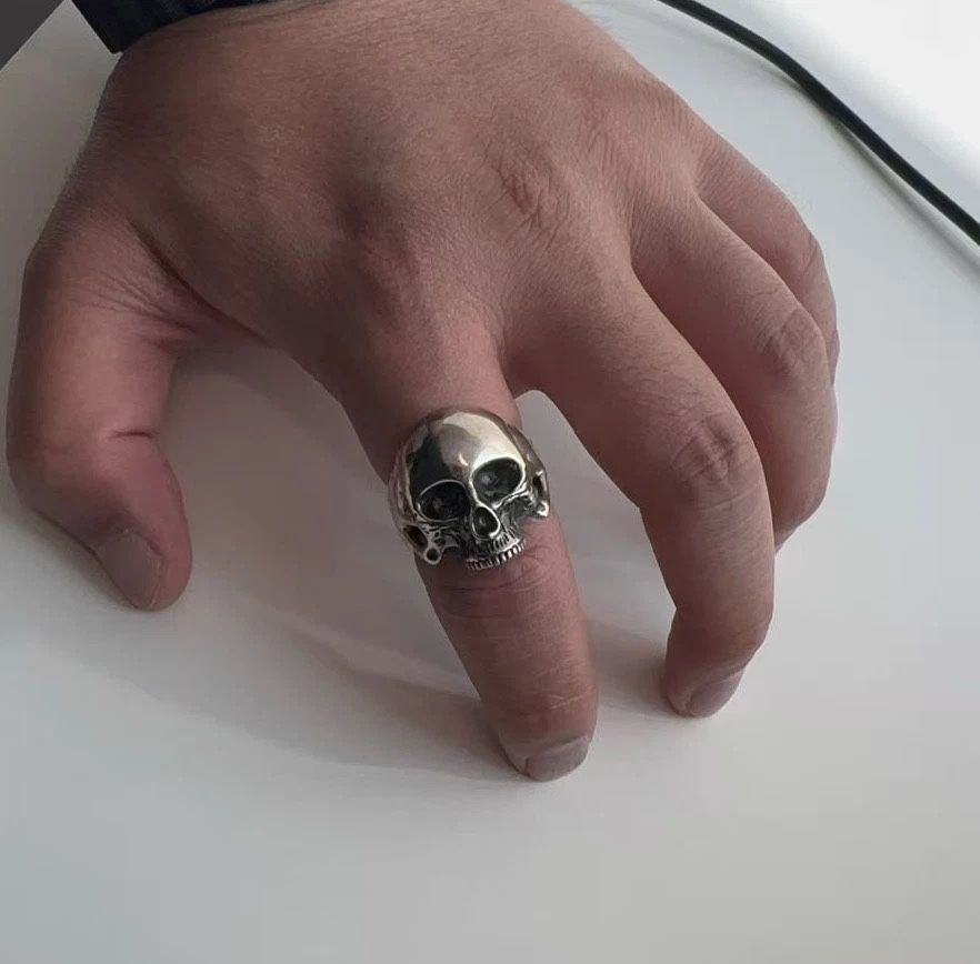 Heavy 925 Sterling Silver Skull Ring Biker Gothic Outlaw Mens ~28 Gram