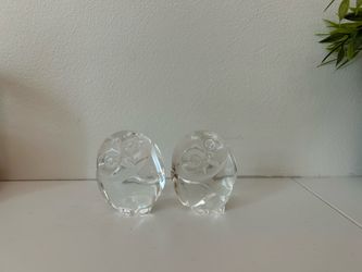 Steuben owl hand coolers, crystal x 2
