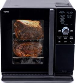 GE Profile Smart Indoor Smoker – Real Wood Smoke, App Control, Built-In Probe, Black 