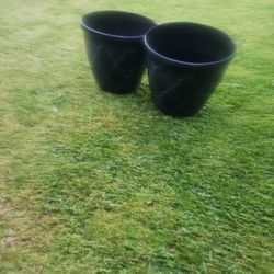 New. 2 Grey Black Pots For Plants  95 