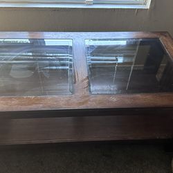 Wooden Coffee Table With Glass Segments 
