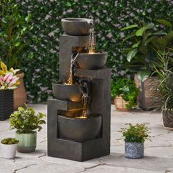 43” High 3-Tier Outdoor Fountain – Handcrafted Weather-Resistant Decorative Water Feature [NEw]
