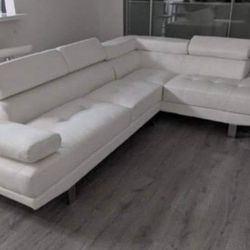 New White Leather Sectional Couch Only $50 Down Payment 