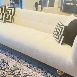 Fabric Couch With Brass Legs