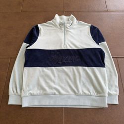 Supreme FW17 Velour Half Zip Pullover Light Blue Size Large