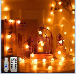 Globe String Lights, 54ft 100 LED USB Plug in String Lights, 8 Modes Waterproof Twinkle Lights with Remote & Timer for Bedroom Indoor Outdoor Garden P