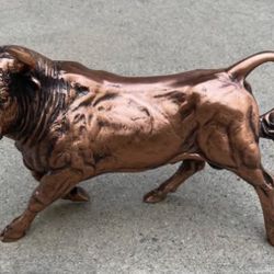 Heavy Large Bronze charging bull figurine