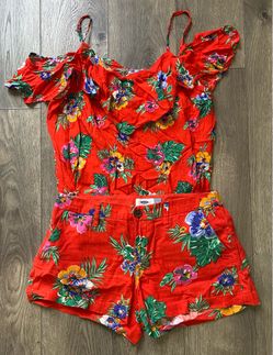 Old Navy Red Tropical Floral 2-Piece Summer Set $15